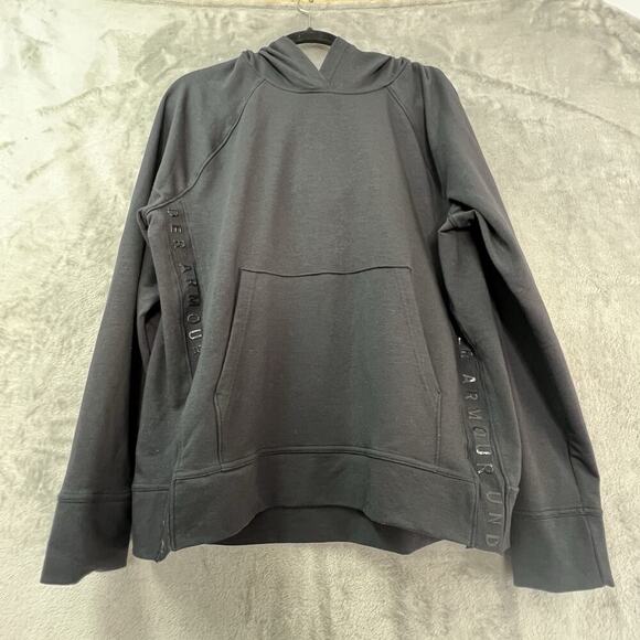 Under Armour Heatgear Shirt Top Black Pullover Hoodie Loose Mesh Workout Sz XL - Picture 4 of 12